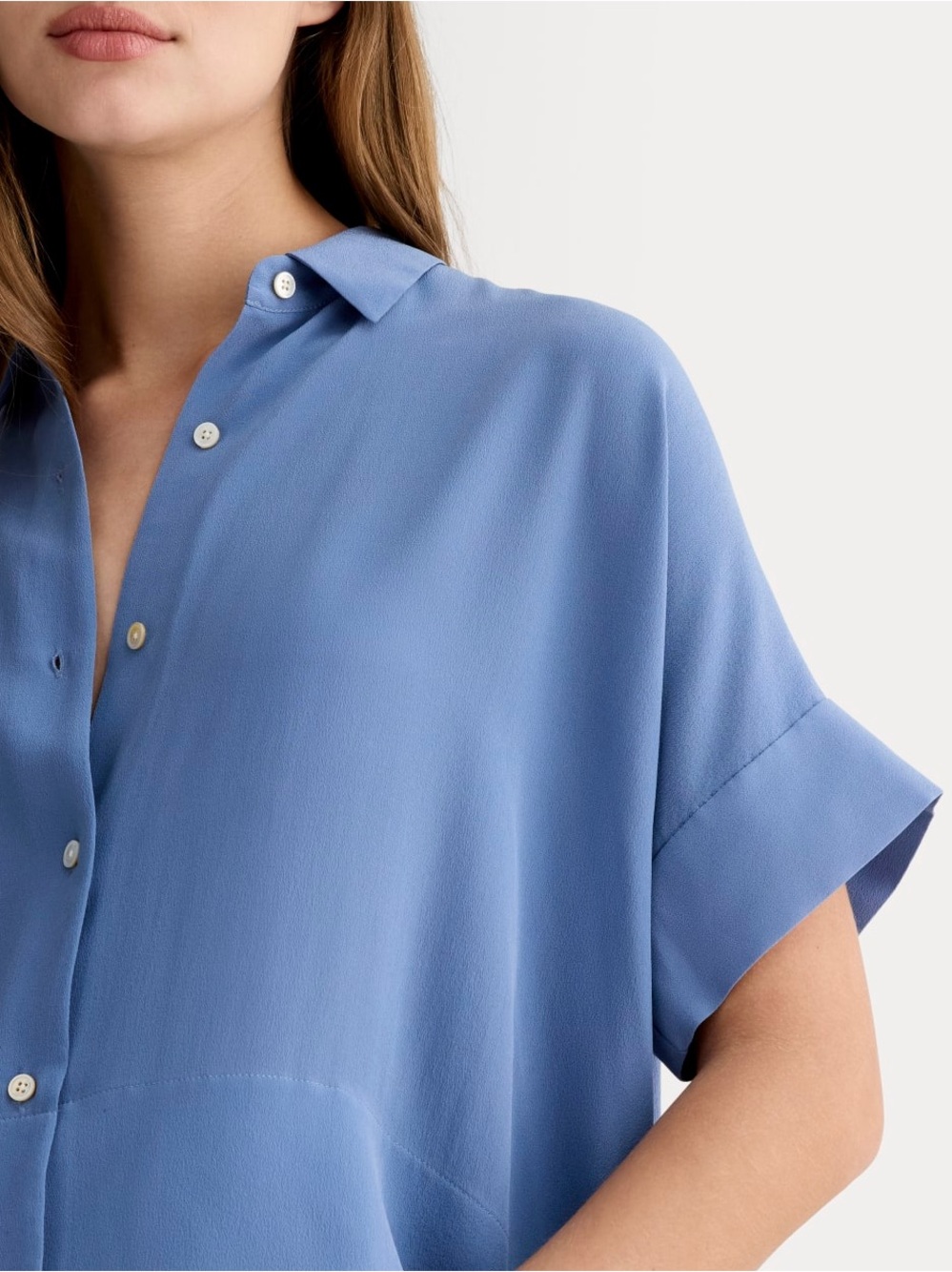 Everlane Cornflower Blue Relaxed Short Sleeve Button-Down Shirt - Picture 3 of 7